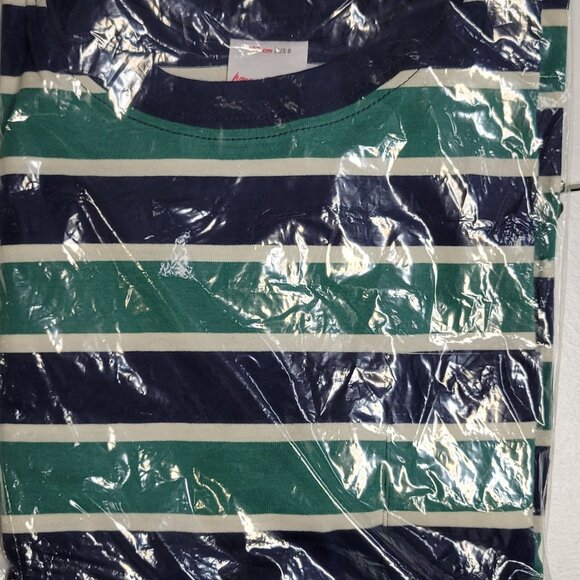 HANNA ANDERSSON Long Sleeve Colton Shirt Blue & Green Stripe - 130 (8) (NWT) - Picture 4 of 6